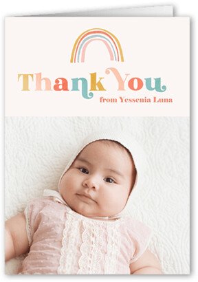 Thank You Cards: Rainbow Hello Thank You Card, Beige, 3X5, Matte, Folded Smooth Cardstock