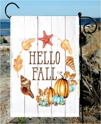 Hello Fall Garden Flag, Coastal Beach Flags, Custom Pumpkin Vinyl Flag