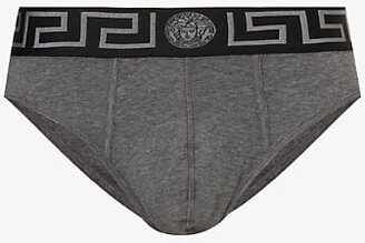 Mens Grey Mel Black ilver Branded-waistband tretch-cotton Briefs