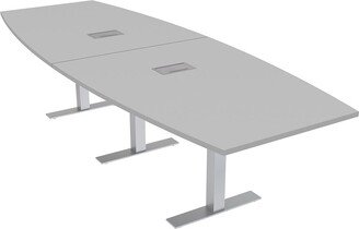 Skutchi Designs, Inc. 12 Person Boat Shaped Modular Powered Conference Table Metal T-Bases
