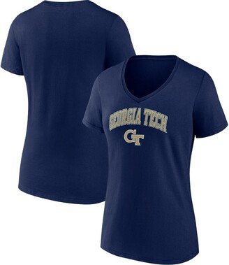 Women's Branded Navy Georgia Tech Yellow Jackets Evergreen Campus V-Neck T-shirt