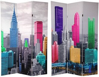 Handmade Wood and Canvas New York Scene Room Divider