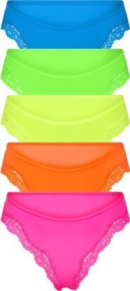 Fits Everybody Lace Cheeky Tanga 5-Pack | Neon Multi