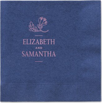 Wedding Napkins: Newlywed Nouveau Napkin, Pink, Navy