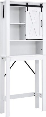 Over the Toilet Bathroom Storage Cabinet with Sliding Barn Door & Adjustable Shelf