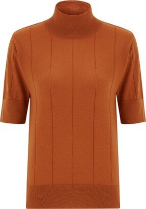 Peraluna High Neck Short Sleeve Knitwear Fine Blouse - Orange