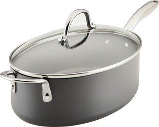 Hard Anodized 5 quart Nonstick Oval Saute Pan with Helper Handle and Lid