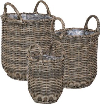 Sunnydaze Decor Polyrattan Basket Planter 8.75 in, 10.5 in, 12.75 in - Set of 3