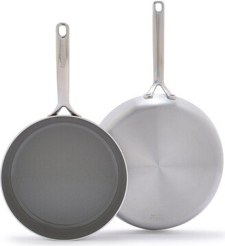 GP5 Stainless Steel Healthy Ceramic Nonstick 2-Piece Fry pan Set, 10 and 12