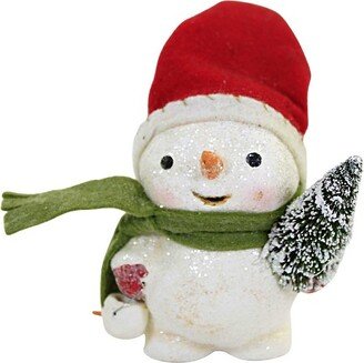 Bethany Lowe Designs Christmas Stocking Cap Snowman - One Figurine 3.5 Inches - Bottle Brush Tree Carrot Nose - Ma0406 - Paper - Off-White