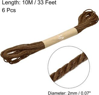 Unique Bargains 33 Feet 2mm Jute Twine, Jute Rope for Craft Projects, Pack of 6