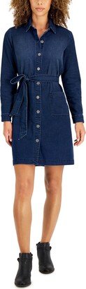 Style & Co Women's Belted Denim Shirtdress, Created for Macy's