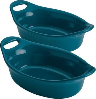 Ceramic 12oz Set of 2 Oval Au Gratins Teal