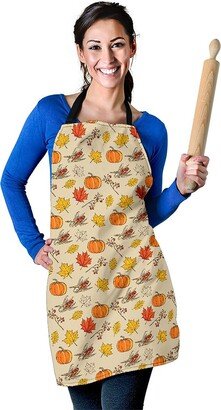 Fall Pattern Apron - Pumpkin Printed Cute Print Custom With Name/Monogram -Perfect Gift For Thanksgiving Lovers