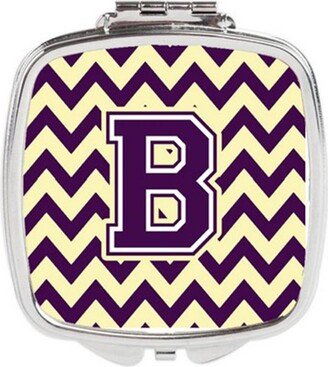 CJ1058-BSCM Letter B Chevron Purple & Gold Compact Mirror