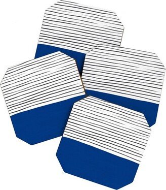 Hello Twiggs Dark Blue Abstract Set of 4 Coasters