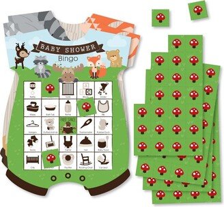 Big Dot of Happiness Woodland Creatures - Picture Bingo Cards and Markers - Baby Shower Shaped Bingo Game - Set of 18