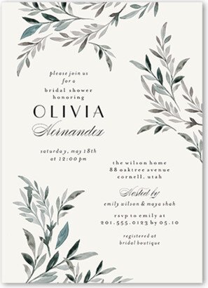 Bridal Shower Invitations: Bouquet Corners Bridal Shower Invitation, White, 5X7, Matte, Signature Smooth Cardstock, Square