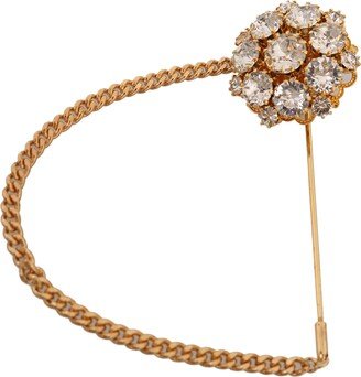 Gold Brass Clear Crystal Chain Pin Women Women's Brooch