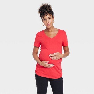 Short Sleeve V-Neck Maternity T-Shirt - Isabel Maternity by Ingrid & Isabel™ Red S