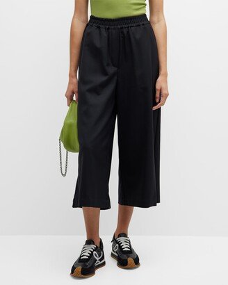 Wool Wide-Leg Cropped Trousers