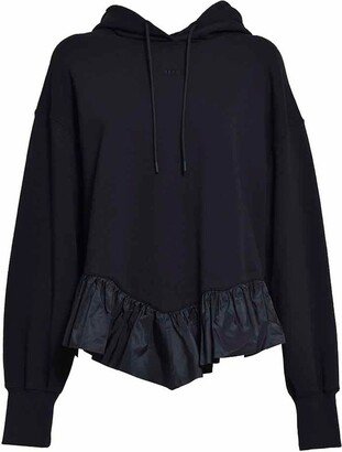 Ruffle-Hem Drawstring Hoodie