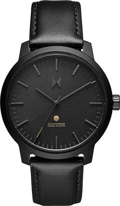 Men's Legacy Solar Quartz Black Leather Strap Watch, 42mm