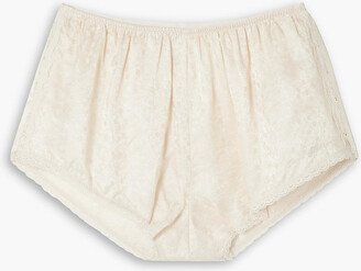 Apollo lace-trimmed satin-jacquard pajama shorts