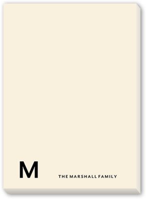 Notepads: Monogramed Corner Notepad, Beige, Matte