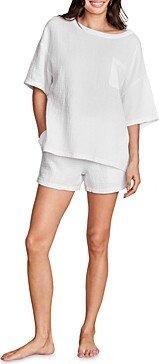 Malibu Collection Sun Soaked Crinkle Cotton Pajama Set