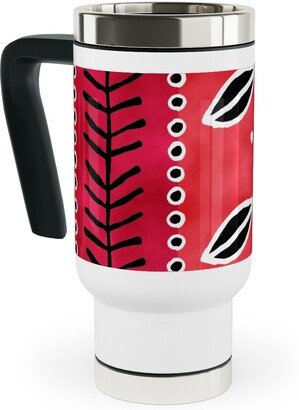 Travel Mugs: Ribbons Travel Mug With Handle, 17Oz, Red