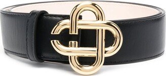 Logo-Buckle Leather Belt-AC