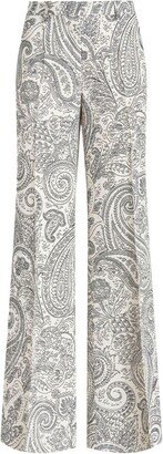 Paisley-Print Wide-Leg Trousers