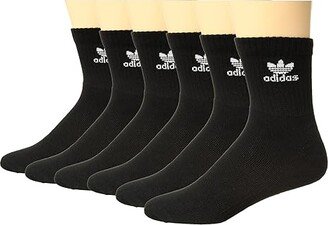 Trefoil Quarter Sock 6-Pack (Black/White) Men's Quarter Length Socks Shoes