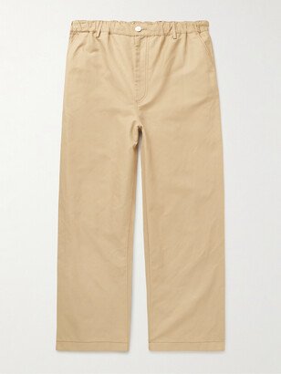 Wide-Leg Twill Trousers-AA