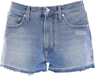 Frayed-Hem Denim Shorts-AC