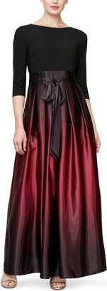 Petite Ombre Satin Gown - Fig/Black