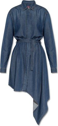 Tied Waist Asymmetric Denim Dress