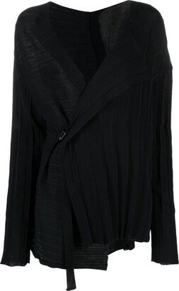 V-neck asymmetric wrap jumper