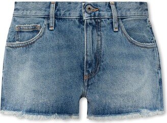 Frayed Edge Denim Shorts-AD