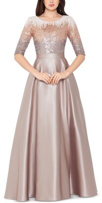 Petite Embellished Satin Gown