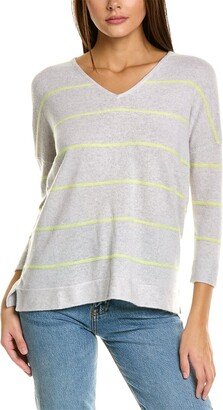 Island Stripe V-Neck Cashmere Sweater-AA