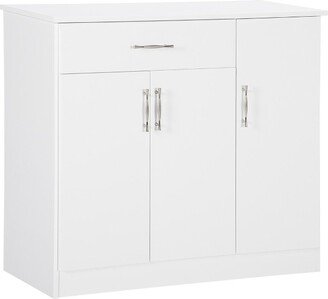 HOMCOM Modern Kitchen Sideboard, Buffet Table with Drawer, Double Door Cabinet and Adjustable Shelves for Living Room, Kitchen, Entryway, White