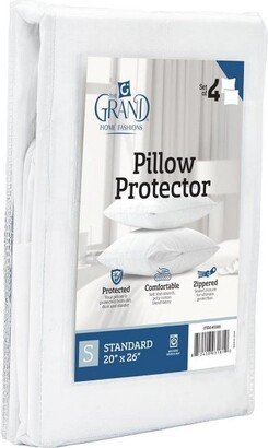 The Grand Cotton Blend Hypoallergenic King Pillow Protectors with Zipper – (4 Pack)