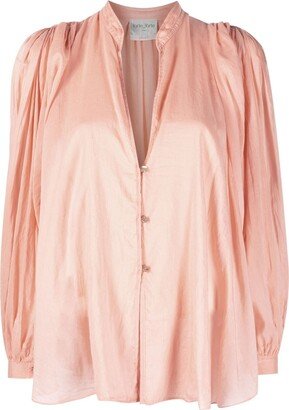 V-neck cotton-silk blouse