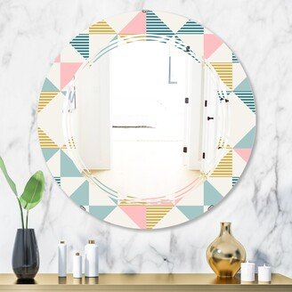 Designart 'Diamond Retro II' Printed Modern Round or Oval Wall Mirror - Triple C