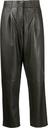 Iris leather straight-leg trousers