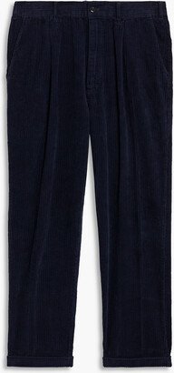 Pleated cotton-corduroy chinos