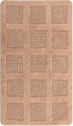 Knightsbridge Square Honeycomb 100% Cotton Reversible Bath Rug 20 X 30 Natural