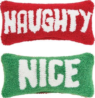 Naughty And Nice Hooked Throw Pillow